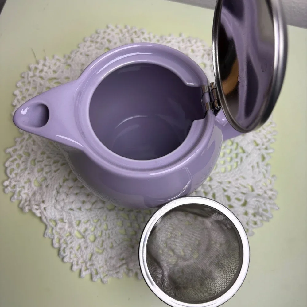 Bee House Japan Purple Personal Teapot Minimalist Ceramic Metal Lid SMALL CHIP